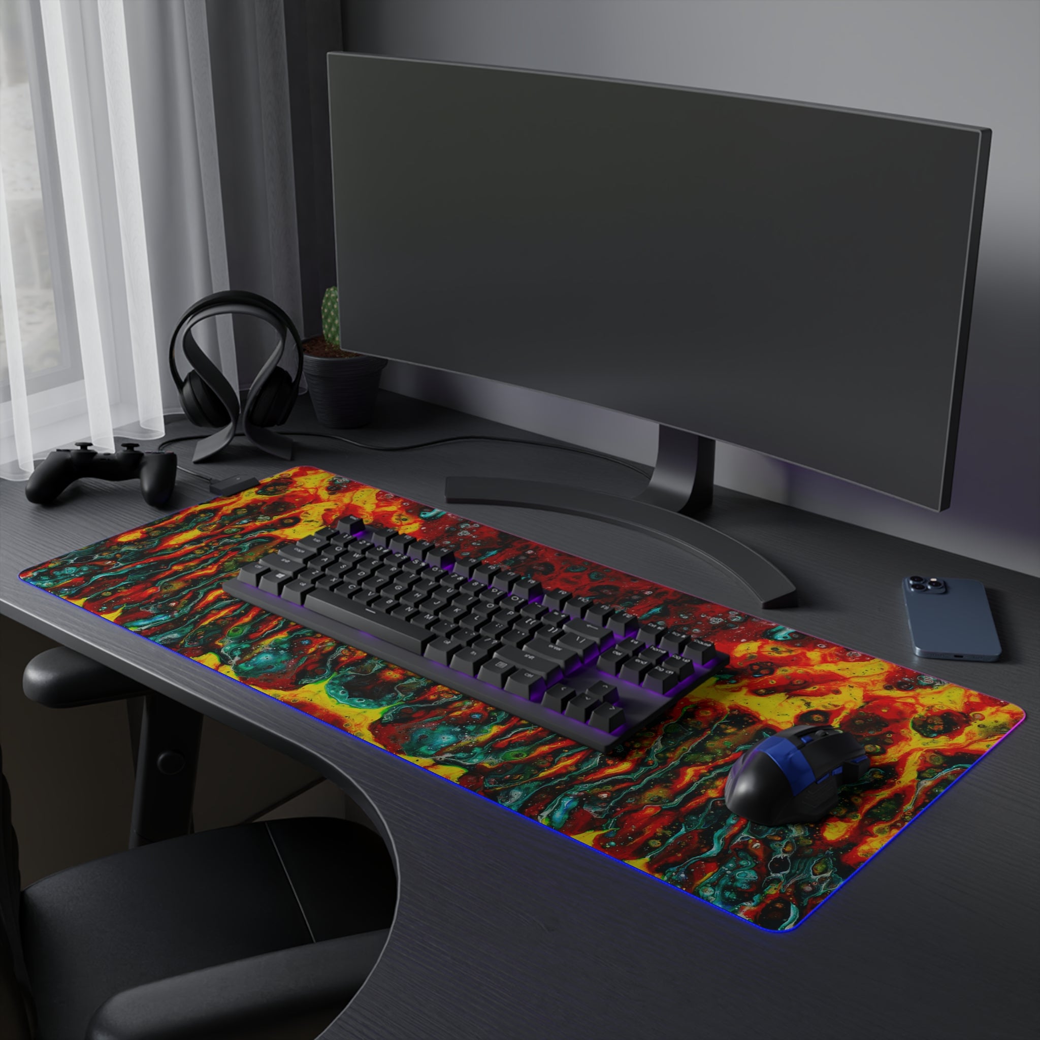 Cameron Creations - LED Gaming Mouse Pad - Floating Flames - Concept 1