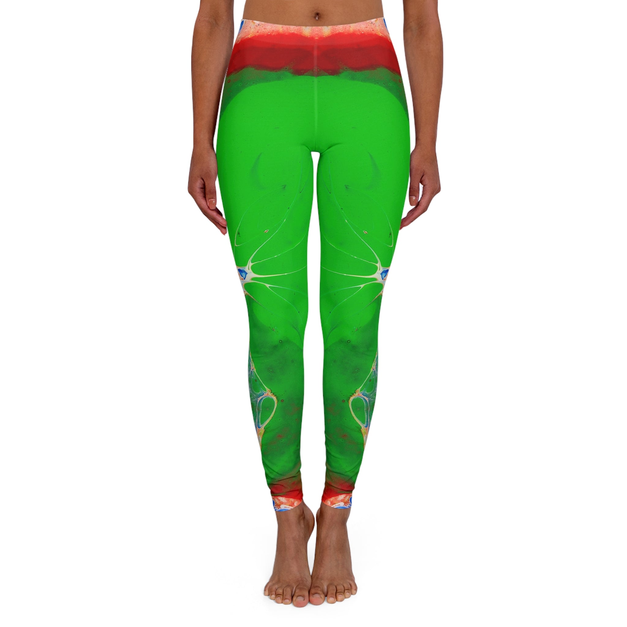 Women's Casual Leggings - Green Goo - Front